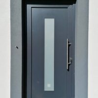 Porte PVC Gris Anthracite avec panneau decoratif 107